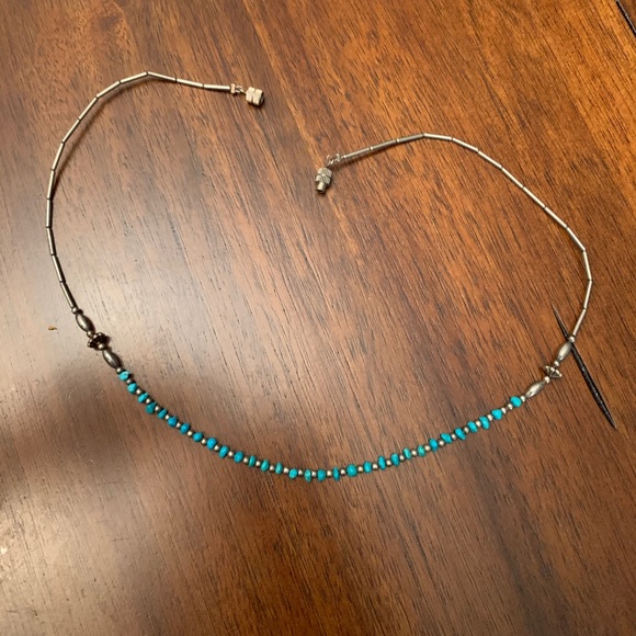 Turquoise and silver necklace - Picture 3 of 7